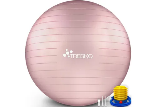 TRESKO Gymnastikball mit GRATIS Übungsposter inkl. Luftpumpe Yogaball, BPA-Frei Sitzball Büro Anti-Burst inkl. Luftpumpe, Fitnessball