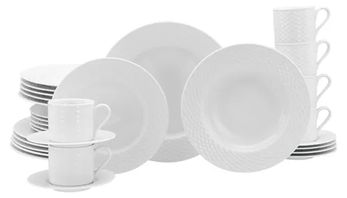 CreaTable Kombiservice 30-tlg. Polo Weiss aus Porzellan