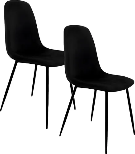 Lina® Napoli Esszimmerstuhl, komfortabler Sitz für Wohnzimmer und Esszimmer, Samtbezug - 2er Set - Schwarz