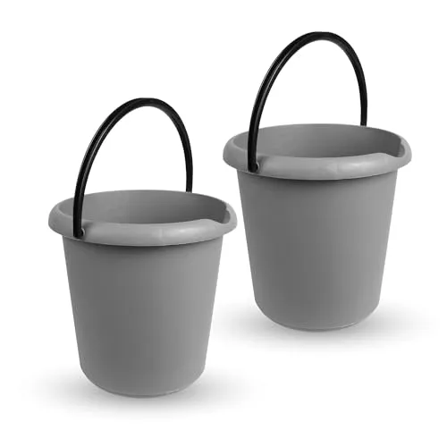 Eimer (2 Stück) Haushaltseimer, 5 Liter, in vers. Farben, Putzeimer aus Stabilem Kunststoff, BPA-frei, Kunststoffeimer Made in EU (Anthrazit)