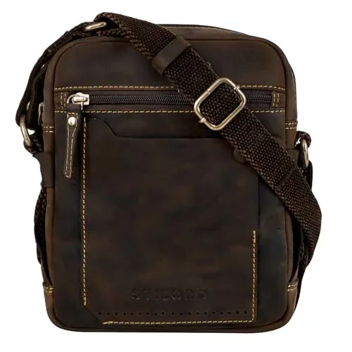 STILORD 'Nash' Ledertasche Männer - Vintage Umhängetasche aus echtem Leder - Hochwertige Messenger Bag für Tablet 8 Zoll, handgefertigt aus robustem Echtleder für stilvolle Männer, die Qualität und Design schätzen.