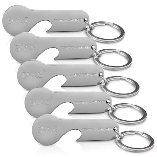 Eaxus® 5er Set Einkaufswagenlöser aus Edelstahl in silber von Eaxus