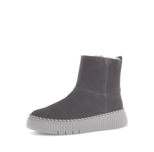 Gabor Damen Chelsea Boots - Warmfutter Stiefeletten in Dark-Grey - Wanderschuhe mit Lammfell-Innenfutter für optimale Wärme und Komfort, ideal für kalte Tage.