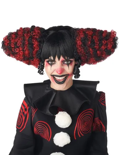 California Costumes Clown-Kostüm Deluxe Perücke für Erwachsene - Horrorclown, rot/schwarz