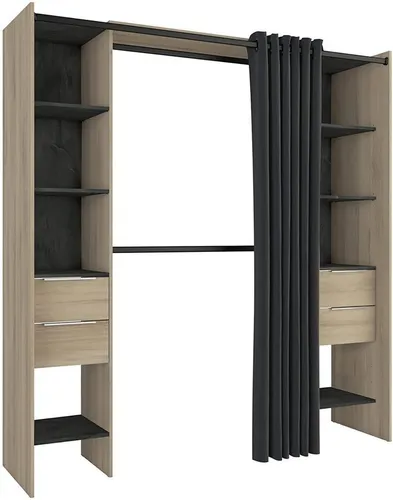 habeig Begehbarer Kleiderschrank mit Vorhang und Schubladen von Habeig