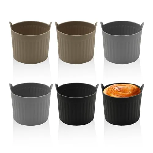 ZBHDEYG 6-Teilige Tablettbecher, Muffinbecher, Silikon-Kuchenbecher, Heißluftfritteusen-Kuchenbecher, Wasser-Eierformen, Heißluftfritteusen-Backwerkzeuge