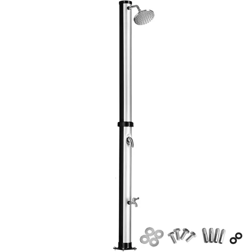 TecTake Solardusche Tinto 20l - schwarz/silber - Umweltfreundliche Solardusche für den Außenbereich mit stufenlos einstellbarer Mischbatterie und zusätzlichem Wasserhahn, ideal für erfrischende Sommermomente.