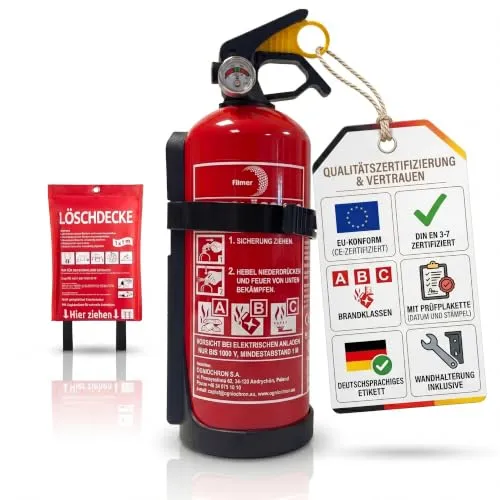 Pulverfeuerlöscher 1kg mit Feuerlöschdecke – Brandschutz Set