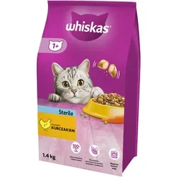 WHISKAS Steril 1,4 kg - Trockenfutter für ausgewachsene Katzen nach der Kastration, mit leckerem Huhn