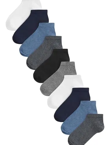 Next Skisocken Sneakersocken 10er-Pack – Blau 20,5-23,5 - Sportsocken im praktischen 10er-Pack, ideal für Sport und Freizeit. Angenehme Baumwoll-Mischung sorgt für hohen Tragekomfort und perfekte Passform.