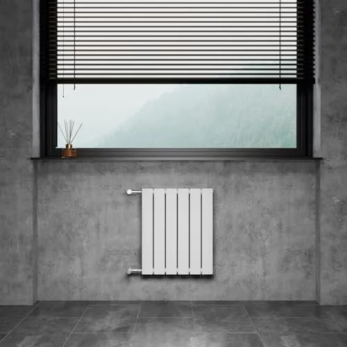 WITEN&NOCK Design Heizkörper Flach Paneelheizkörper Weiß 450 x 550 mm Einlagig mit Seitenanschluss Austauschheizkörper Nabenabstand 500 mm inkl. Montageset