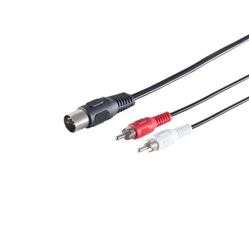 DIN-5-pol Stecker auf 2x Cinch-RCA-Stecker Audiokabel 1,5 m Schwarz
