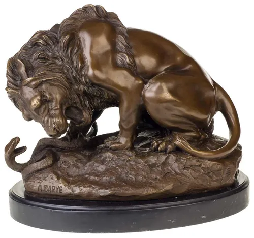 Produktbild Aubaho Dekoobjekt Bronzeskulptur Löwe Schlange