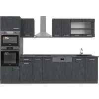 Vicco Küchenzeile R-Line 300 cm Schwarz Beton Anthrazit - Küchenzeile mit flexiblem Design und modularer Aufstellung, ideal für jeden Haushalt und sorgt für Freude beim Kochen.
