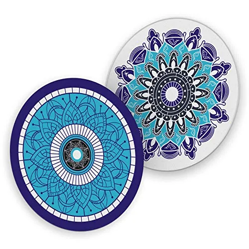itenga 40x Bierdeckel Untersetzer aus Pappe I Mandala Nazar I Blau Türkis Schwarz Weiß I rund, Ø 10,7 cm I ideal als Untersetzer bei Anlässen und Festlichkeiten