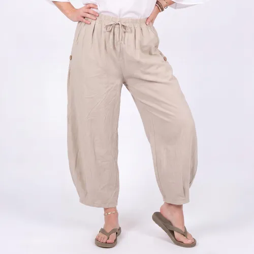 Pumphose Damen Sommerhose Barrel Fit Weite Baumwoll Hose Gr. 42 44 46 Cropped