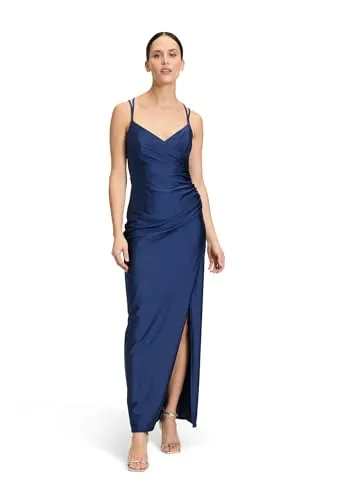 Vera Mont Damen Abiballkleid Hushed Blue, figurbetont 42 - Abendkleid für Damen, elegantes Maxi-Kleid mit V-Ausschnitt, figurbetont für eine attraktive Passform und ideal für besondere Anlässe.