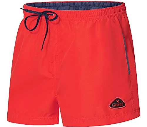 Ladeheid Herren Badehose kurz Schwimmshorts Badeshorts Schwimmhose LAZA1001 (Rot Marineblau, XL)