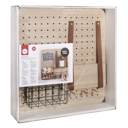 Wandboardt Pin&Peg 40x40 inkl Aufhänger Lochwand Ordnungssystem malen Schablone