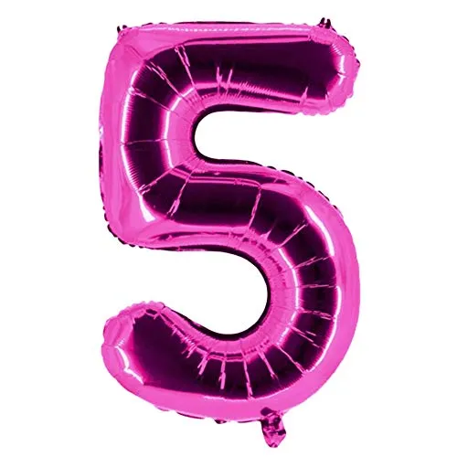Party Factory XXL Folienballon Zahl 5, Luftballon 100cm, pink, Geburtstag, Abi, Jubiläum, Party Ballon, Heliumballon, Deko