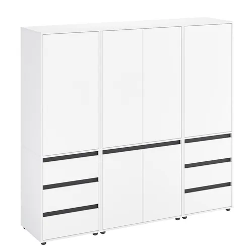 KOMTO Kleiderschrank Groß 6-türig mit Schubladen - Stoffschränke für Schlafzimmer und Kinderzimmer, vielseitig und anpassbar, inklusive Montageanleitung und Video-Tutorial für einfachen Aufbau.