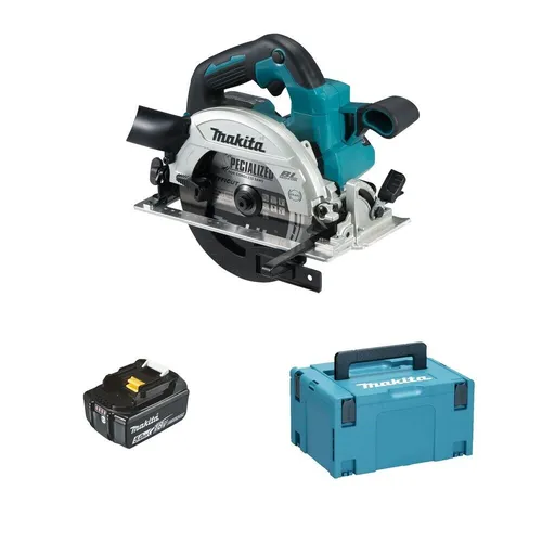 Makita Handkreissäge DHS660RTJ - Akkubetrieben, 18V 5Ah, Schnittleistung bis 57mm, inklusive 2 Akkus und Schnellladegerät, optimal für präzise Schnitte