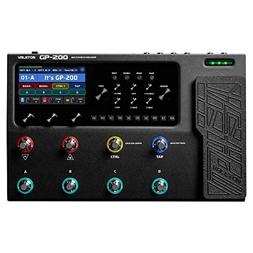 VALETON Gitarren Bass Effektpedal Multi-Effekte Prozessor Gitarren Bass Amp Modeling IR Cabinets Simulation mit FX Loop MIDI I/O Expression Pedal Stereo OTG USB Audio Interface GP-200