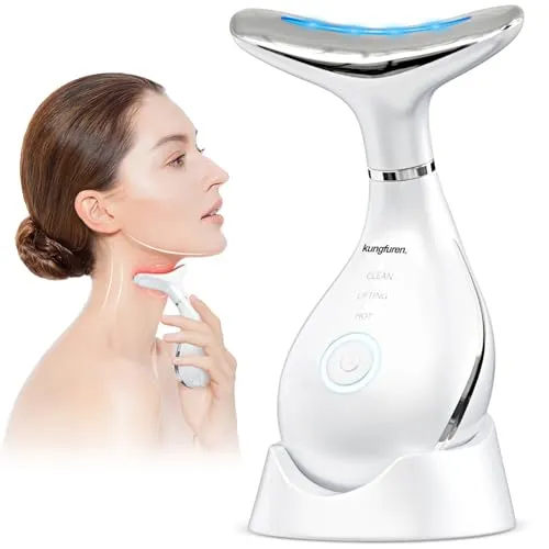 Gesichtsmassagegerät Gegen Falten Face Massagegerät: EMS Gerät für Gesicht Anti-Falten 42℃ V zur Verbesserung von Hals- und Nasolabialfalten – Hautstraffung Lifting 3 Modi Straffung Face Lifting