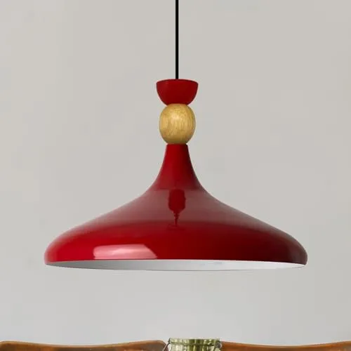 bamyum Champion Pendelleuchte Rot 35 cm aus Holz und Metall in rot von Bamyum