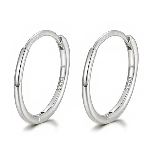 NH10616332 Creolen Silber925 Silber 15 mm Durchmesser Damenohrringe Ohrschmuck Kreolen Damenschmuck Damencreolen (15 mm Silber)