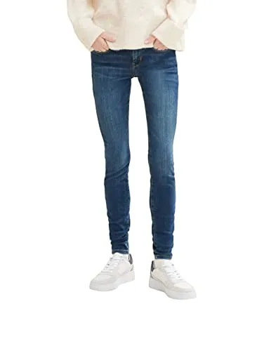 TOM TAILOR Denim Damen Nela Extra Skinny Jeans, Blau, 29W / 32L - Stylische Extra Skinny Jeans im Five-Pocket-Style, aus pflegeleichter Polyester-Viskose-Mischung für hohen Tragekomfort und optimale Passform. Ideal für modebewusste Frauen.