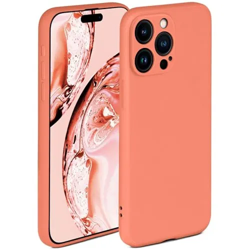 ONEFLOW Soft Case für iPhone 15 Pro Max Hülle aus Silikon mit Kameraschutz, Silikonhülle mit erhöhtem Schutz fürs Display, Backcover Schutzhülle, weiche Handyhülle, Koralle