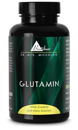 Glutamin nach Dr. med. Michalzik - Pures pflanzliches L-Glutamin höchster Reinheitsgrad von 99,7%, 750 mg - ohne Zusatzstoffe - von Biotikon