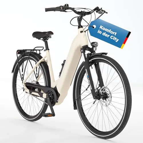 FISCHER E-Bike City CITA 6.8I ULTIMATE - Creme, 50 cm Rahmenhöhe - Erlebe den ultimativen Fahrgenuss in der Stadt mit dem FISCHER E-Bike. Der leise BROSE Mittelmotor und der integrierte Akku ermöglichen eine Reichweite von bis zu 170 km. Komfortabel unterwegs dank 7-Gang-Nabenschaltung und Federgabel.