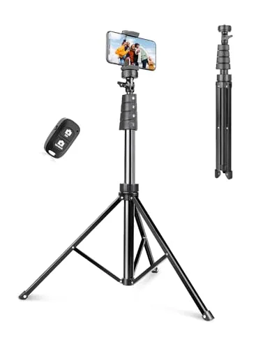 Produktbild UBeesize 183cm Handy Stativ, Selfie Ständer Mit Bluetooth Fernbedienung, Ausziehbar für Selfies, Live Streaming, iPhone, Android-Handys und Kameras
