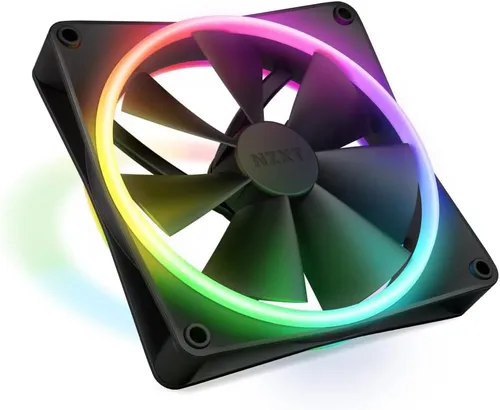 NZXT RF-D14SF-B1 - NZXT F140 RGB DUO 140 mm PWM Lüfter - Gehäuselüfter mit 20 individuell adressierbaren RGBs, ideal für stilvolle Kühlung und hohe Leistung. Genießen Sie lebendige Beleuchtung und maximale Effizienz durch PWM-Lüftersteuerung.