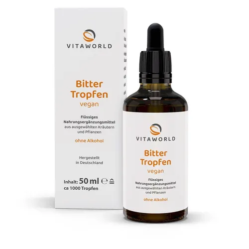 Vitaworld Bitter Tropfen | 50 ml | 9 Bitterstoffe | ohne Alkohol | vegan