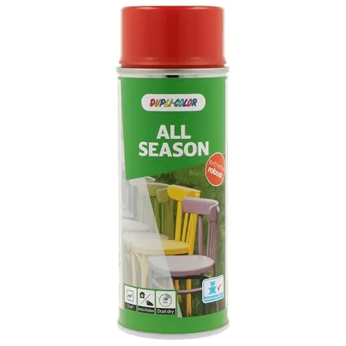 DUPLI-COLOR ALL SEASON RAL 3000 feuerrot glänzend 400 ml, hochwertiges Kunstharz-Farbspray, Schnelltrocknend, Wetterbeständig, Innen- und Außenanwendung