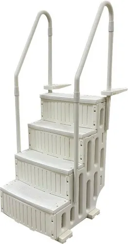 KWAD Pooltreppe Festival - 4-Stufen Kunststofftreppe - Poolleitern für sicheren Zugang zum Pool, belastbar bis 120 kg/m² und mit rutschfesten Stufen für optimale Sicherheit.