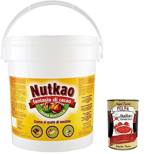 Nutkao Crema Nocciola, Brotaufstrich XXL Nougatcreme Haselnusscreme Eimer Kg.6 + Italian Gourmet polpa 400g