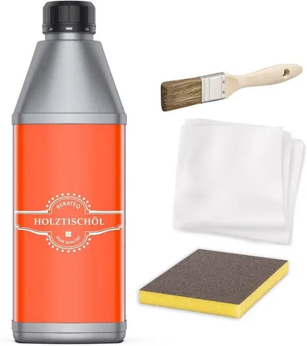 BEKATEQ LS-240 Arbeitsplatten Pflegeöl Holzpflegeöl (Set, 1 St., mit Schleifmatte, Vliestuch & Pinsel), Holztisch Öl Arbeitsplattenöl