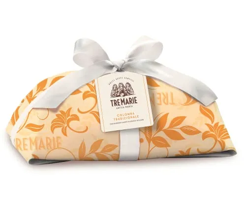 Tre Marie Colomba Tradizionale Incartata Typisches Dessert der Ostertradition Osterkuchen mit kandierten Schalen sizilianischer Orangen 1Kg in Papier Verpackt