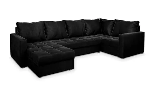 Masseno Ecksofa LORIVO R-S mit Schlaffunktion - Sofa mit Bettkasten und eleganter U-Form, ideal für Gästeübernachtungen und bietet praktischen Stauraum für Bettzeug.
