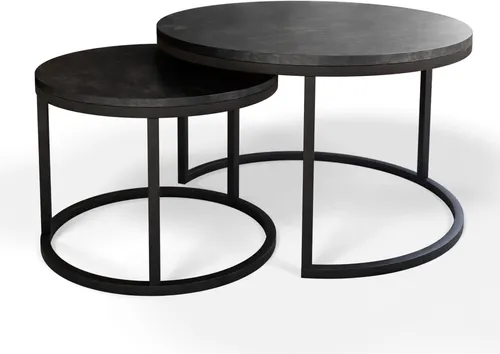 Runder Couchtisch 2in1 CIRI Dunkelbeton