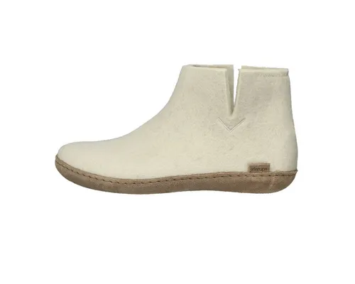 glerups dk Ledersohle Hausschuh - Bequeme Filzstiefelette aus Naturwolle - Hausschuhe aus Naturwolle mit Ledersohle, die Feuchtigkeit absorbiert und für wärmenden Komfort sorgt. Ideal für gemütliche Stunden zu Hause, ohne unangenehme Gerüche und Jucken.