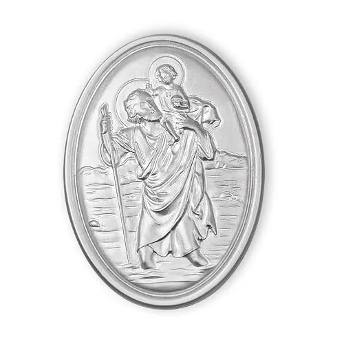 Fritz Cox ovale Christophorus Autoplakette - Schutzsymbol für Reisen | magnetisch & Selbstklebend | auf Geschenkkarte personalisierbar | ca. 4x3cm