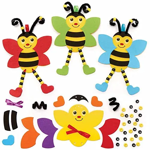 FC799 Moosgummi Hummel Bastelset mit Perlen 5er Pack von Baker Ross