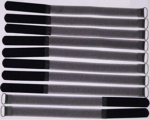 10x 30 cm x 20 mm FUK wiederverschleßbare Klett-Kabelbinder SCHWARZ mit Metall-Öse - Kabel-Klettband 300 mm wiederverwendbar