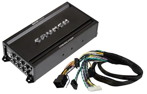 CRUNCH CRE400.4DSP-ISO Auto Verstärker mit DSP und Bluetooth - Leistungsstarker 4-Kanal Auto Verstärker mit 4 x 50W, integriertem 6 Kanal 32 Bit DSP und Bluetooth für Audio Streaming. Plug & Play Anschluss dank ISO-Stecker.