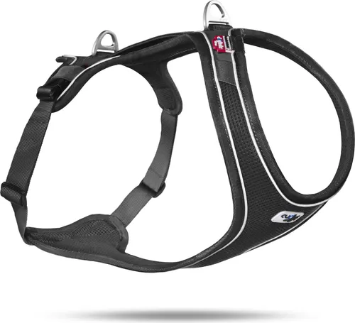 Curli Belka Comfort Hundegeschirr 15-20 kg - Schwarz - Weiteres Autozubehör für Hunde, mit 3D Comfort Fit für perfekte Anpassung und würgefreier Halszone zur Vermeidung von Verletzungen. Leichtes, atmungsaktives Material für optimalen Tragekomfort.